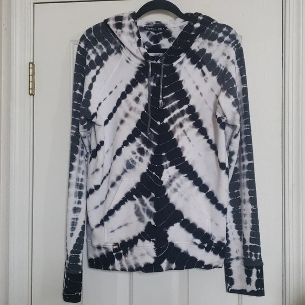 GYPSY 05 Hooded Pullover Sweatshirt Black White Tie Dye - Picture 2 of 9